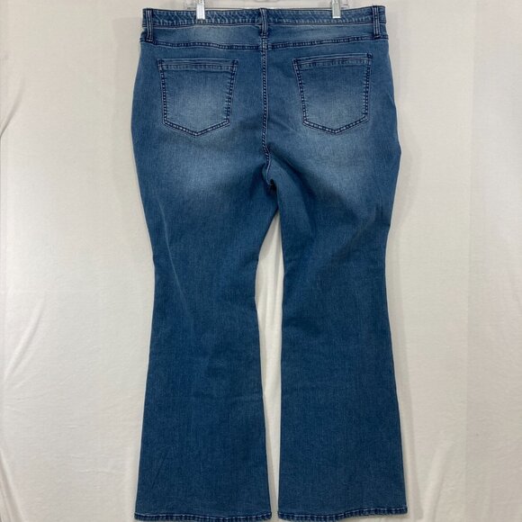 Wynne Denim Jeans size 20W Medium Wash Stretch Flare Leg High Rise Elastic Waist - Picture 9 of 10